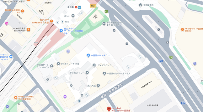 中目黒店の地図：中目黒駅 徒歩1分